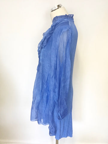 BRAND NEW OBSESSION BLUE SILK BLEND LONG SLEEVE TUNIC TOP ONE SIZE