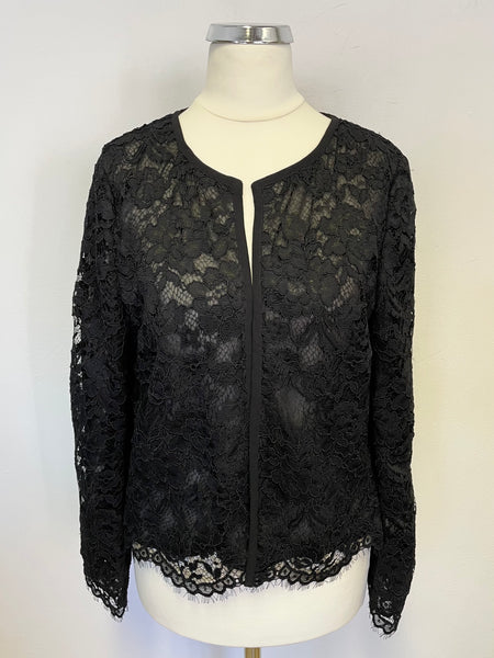 LK BENNETT LILYAN BLACK LACE SPECIAL OCCASION JACKET SIZE 10