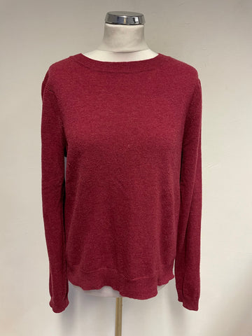 TOAST DEEP RED 100% LAMBSWOOL LONG SLEEVED JUMPER SIZE L