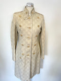 KAREN MILLEN CREAM EMBOSSED PRINT COTTON COAT SIZE 10