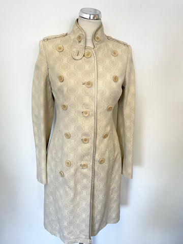 KAREN MILLEN CREAM EMBOSSED PRINT COTTON COAT SIZE 10