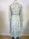 GOLDEN LIVE GREEN & WHITE FLORAL PRINT MIDI DRESS  SIZE M