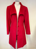 PER UNA RED WOOL BLEND KNEE LENGTH BELTED COAT SIZE M