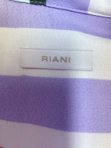 RIANI MULTI COLOURED PASTEL STRIPE 3/4 SLEEVE TIE WAIST SHIRT DRESS SIZE 14