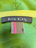 ORLA KIELY GREEN FINE KNIT NUMBERED DESIGN SHORT SLEEVE TOP SIZE S
