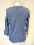 PURE COLLECTION BLUE V NECKLINE 3/4 SLEEVE TOP SIZE 10