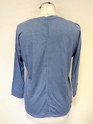 PURE COLLECTION BLUE V NECKLINE 3/4 SLEEVE TOP SIZE 10