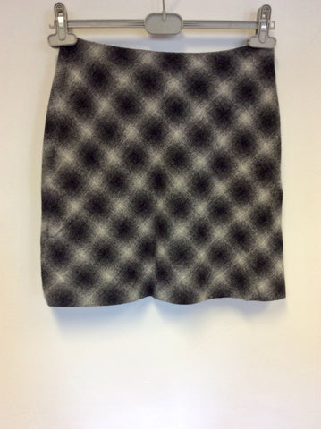 HOBBS GREY LAMBSWOOL CHECK MINI SKIRT SIZE 10