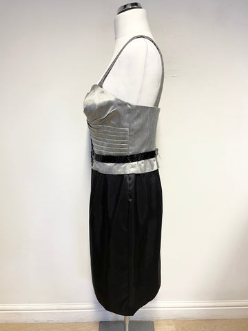 BRAND NEW MASCARA SILVER GREY & BLACK PENCIL DRESS & MATCHING COAT SUIT SIZE 16