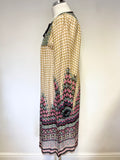 MONSOON 100% SILK MULTI COLOURED KAFTAN DRESS SIZE 12
