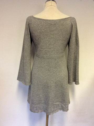 HAWICK OF SCOTLAND LIGHT GREY CASHMERE SMOCK JUMPER SIZE 4 UK 14