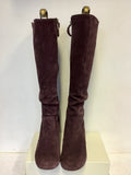 CLARKS PLUM SUEDE LEATHER LINED KNEE LENGTH BOOTS SIZE 6/39