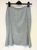 HOBBS PALE BLUE TWEED FITTED JACKET & FLUTED SKIRT SUIT SIZE 10/12