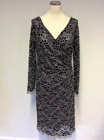 BRAND NEW GINA BACCONI BLACK & WHITE LACE SPECIAL OCCASION DRESS SIZE 16