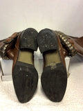 DANIEL BROWN LEATHER STUDDED ANKLE TRIM KNEE LENGTH BOOTS SIZE 5/38