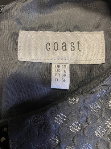 COAST BLACK SPOT EMBELLISHED  NECK SLEEVELESS FIT & FLARE OCCASION DRESS SIZE 10