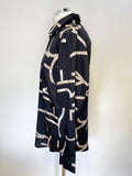 MINT VELVET BLACK,BEIGE & IVORY PATTERNED LONG SLEEVED SHIRT SIZE 14