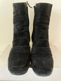 WHISTLES AMBROSE BLACK SUEDE LOAFER BOOTS SIZE 5/38