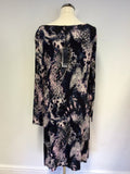 BRAND NEW OSCAR B BLACK & PINK PRINT STRETCH JERSEY DRESS SIZE 18