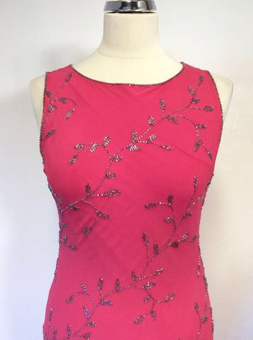 HOBBS PINK BEADED SILK SPECIAL OCCASION DRESS SIZE 12