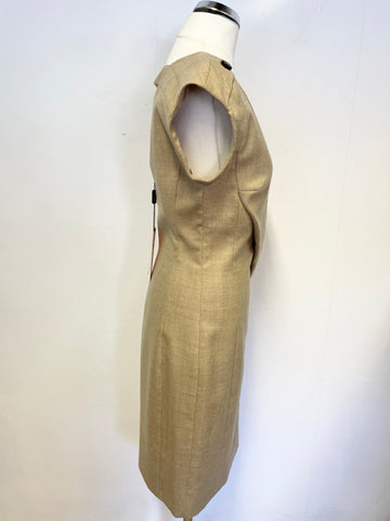 BRAND NEW KAREN MILLEN CAMEL WOOL CUT OUT BACK PENCIL DRESS SIZE 10