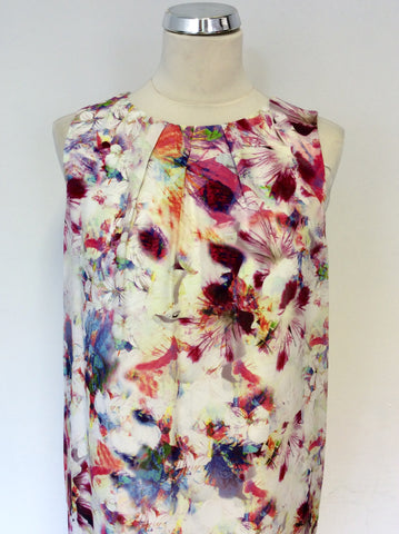 JOHN LEWIS MULTI COLOURED FLORAL PRINT SILK SHIFT DRESS SIZE 8