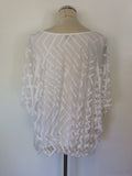 PHASE EIGHT WHITE SEMI SHEER PRINT OVERLAY TOP SIZE 14