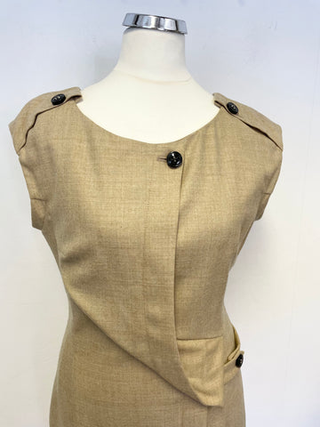 BRAND NEW KAREN MILLEN CAMEL WOOL CUT OUT BACK PENCIL DRESS SIZE 10