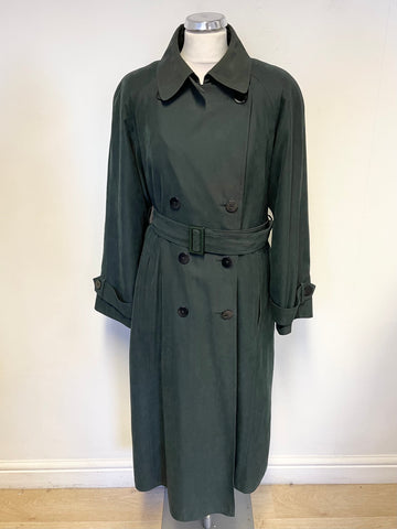 CLOUD NINE DARK GREEN BELTED LONG SLEEVED TRENCH COAT SIZE M