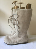BRAND NEW RARE UGG WHITELEY BEIGE/CREAM SUEDE SHEEPSKIN TALL LACE UP BOOTS SIZE 6.5 FIT 5.5