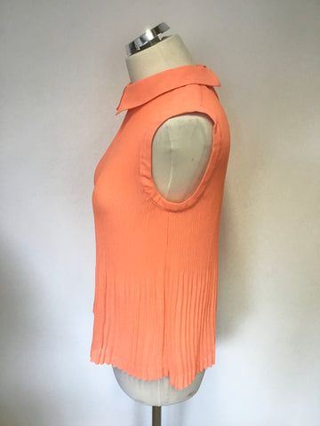 TED BAKER ORANGE DATE MICRO PLEATED SLEEVELESS TOP SIZE 1 UK 8/10
