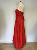 BRAND NEW UNBRANDED RED STRAPLESS EMBROIDERED & BOW TRIM FULL SKIRT BALLGOWN SIZE 14