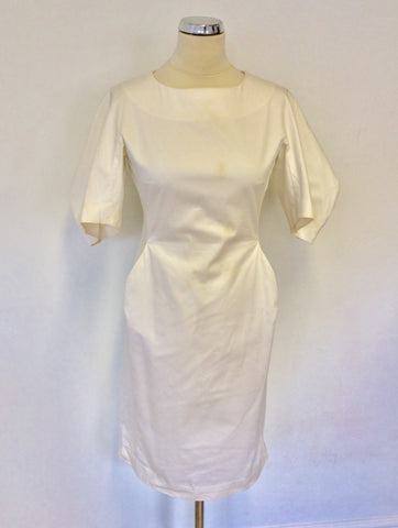 JILL SANDER WHITE COTTON SHORT WIDE SLEEVE DRESS SIZE 36 UK 8 FIT UK 10/12