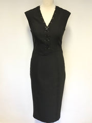 PER UNA SPEZIALE BLACK LACE UP TRIM SLEEVELESS PENCIL DRESS SIZE 8