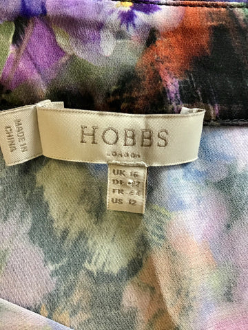 HOBBS MULTI COLOURED FLORAL PRINT SLEEVELESS BLOUSE SIZE 16