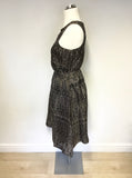 BRAND NEW & OTHER STORIES BLACK & BEIGE PRINT SILK FIT & FLARE DRESS SIZE 40 UK 12