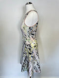 TED BAKER SAPIRA PALE PINK PRINT SLEEVELESS SKATER DRESS SIZE 0 UK 6/8