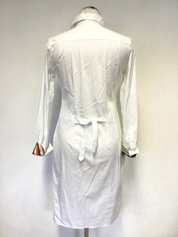 PAUL SMITH BLACK LABEL WHITE COTTON LONG SLEEVE SHIRT DRESS SIZE 38 UK 10