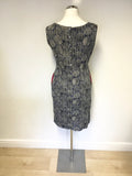 WHITE STUFF BLUE & GREY PRINT STRETCH JERSEY DRESS SIZE 12