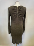 TED BAKER BLACK & GOLD SPARKLE LONG SLEEVE DRESS SIZE 1 UK 8/10