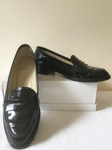 HOBBS BLACK PATENT LEATHER STEFANIA SLIP ON LOAFERS SIZE 6/39