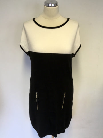 OUI BLACK & WHITE CAP SLEEVE LONG JUMPER SIZE 12