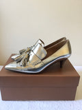COACH SILVER METALLIC LEATHER BETTY LOAFER HEELS SIZE US 5 UK 2.5