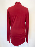 ME + EM DARK RED STRETCH JERSEY LONG SLEEVE WRAP ACROSS TOP SIZE 14