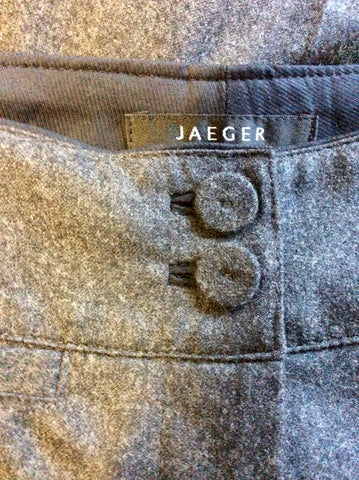JAEGER DARK GREY 100% WOOL STRAIGHT LEG TROUSERS SIZE 10