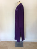JACQUES VERT PURPLE EMBROIDERED LONG DUSTER COAT SIZE 16