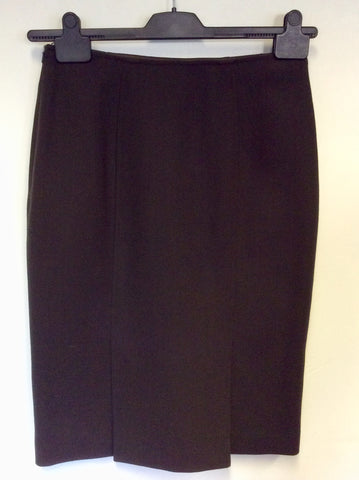 HOBBS DARK BROWN WOOL PENCIL SKIRT & JACKET SUIT SIZE 10