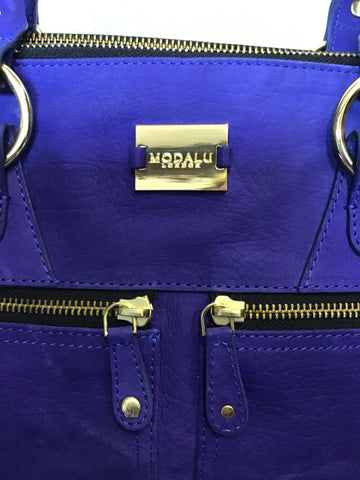 MODALU PIPPA AZTEC BLUE LEATHER TOTE BAG