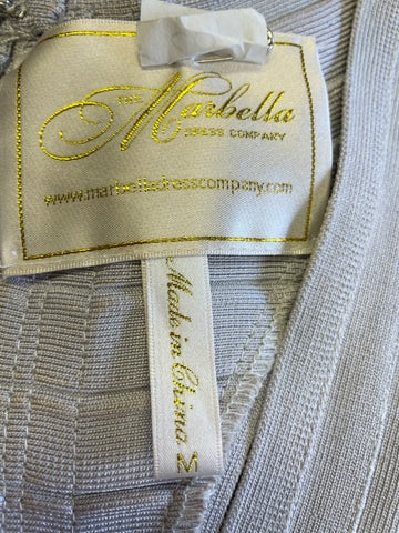 THE MARBELLA DRESS COMPANY LIGHT GREY FIGURE HUGGING BODYCON DRESS SIZE M