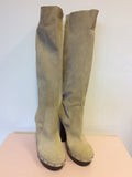 BRAND NEW MICHAEL KORS BEIGE SUEDE STUD TRIM PLATFORM BOOTS SIZE 7/40